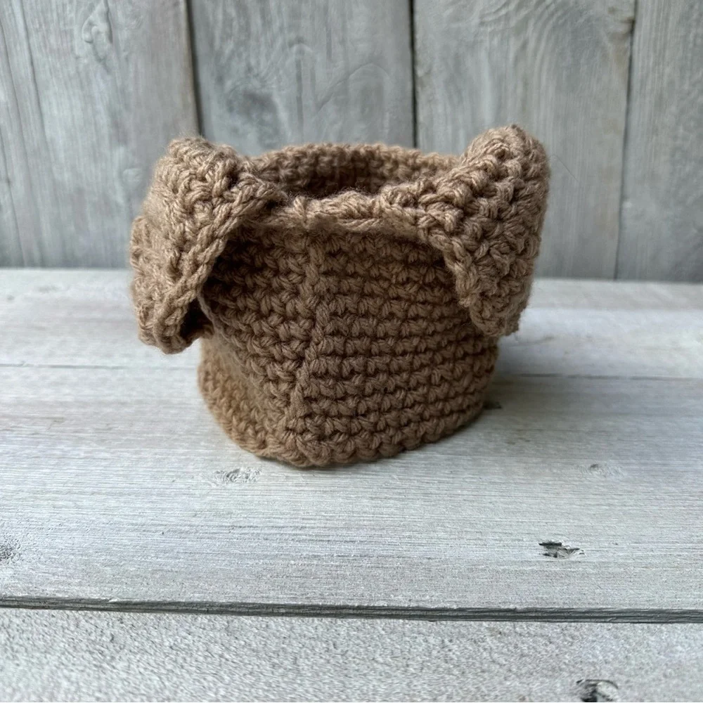 Handmade Crochet Winter Ear Warmer For Kids‎ Brown Dog 3-6 Months